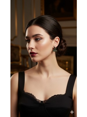 Lu Atelier Midnight Witch El Yapımı Polimer Kil Küpe – Siyah Simli Şapka Tasarım