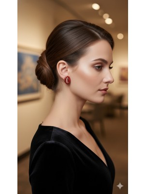 Lu Atelier Bloody Kiss El Yapımı Polimer Kil Küpe – Vampir Dişi Tasarım – Kırmızı Simli Gotik Küpe