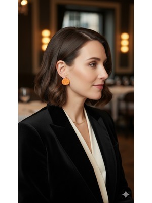 Lu Atelier Pumpkie El Yapımı Polimer Kil Küpe – Halloween Kabak Tasarım – Alerji Yapmayan Çelik