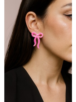 Lu Atelier Rosabelle – Pembe Fiyonk Formlu El Yapımı Küpe