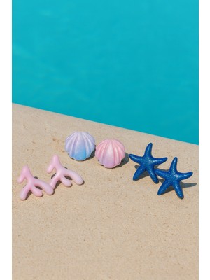 Lu Atelier El Yapımı Yaz Koleksiyonu Deniz Temalı Küpe Seti – Deniz Yıldızı, Mercan Dalı, Deniz Kabuğu Tasarım