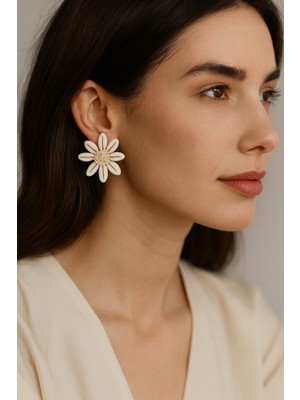 Lu Atelier Amélie Daisy Çiçek Küpe - El Yapımı Polimer Kil Küpe, Hafif ve Zarif Yaz Aksesuarı