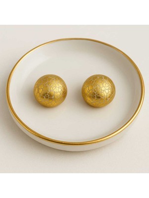 Lu Atelier Luce – Zarif Altın Yaldızlı El Yapımı Polimer Kil Yuvarlak Küpe