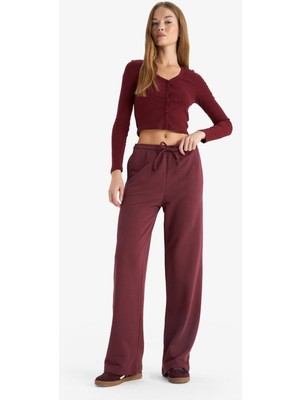 DeFacto Straight Fit Beli Bağcıklı Basic Düz Geniş Paça Eşofman Altı