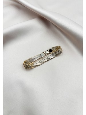 Ince Boy Zarif Hasır Bileklik Vintage 14 K Gold Renk 19 cm Kararmaz