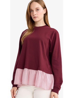 DeFacto Regular Fit Bisiklet Yaka Etek Ucu Detaylı Sweatshirt Tunik F3293AX25WN