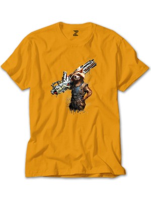 Rocket Raccoon Body Sarı Tişört Liyada