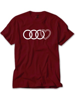 Audi Rings Hearth Kırmızı Tişört Liyada