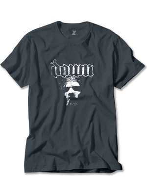 Down Jesus Face Füme Tişört Liyada