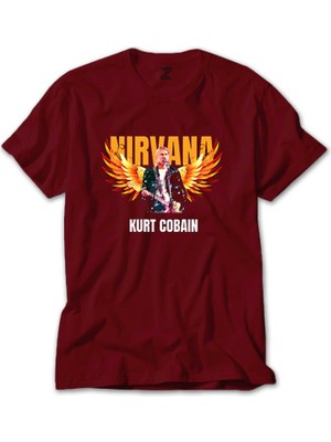 Nirvana Kurt Cobain Guitar Angel Kırmızı Tişört Liyada
