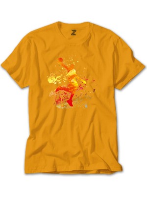 Basketball Fire Silhouette Sarı Tişört Liyada