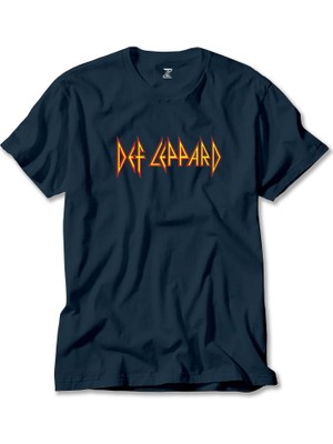 Def Leppard Logo Lacivert Tişört Liyada