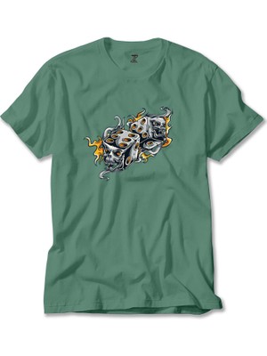 Two Gray Dices Cartoon Yeşil Tişört Liyada