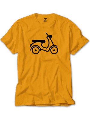 Vespa Scotter Siluet Sarı Tişört Liyada