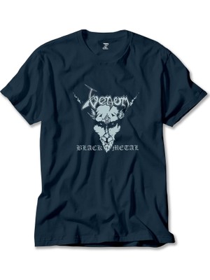 Venom Black Metal Silver Lacivert Tişört Liyada