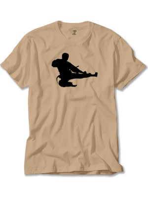 Taekwondo Karate Silhouette Krem Tişört Liyada