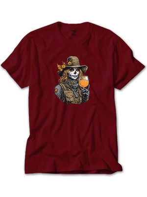 Kovboy Woman Skull Kırmızı Tişört Liyada