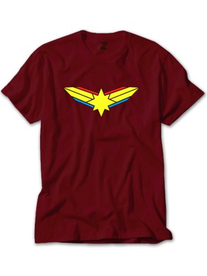 Captain Marvel Logo Kırmızı Tişört Liyada