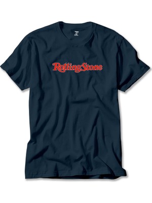 The Rolling Stones Text Lacivert Tişört Liyada