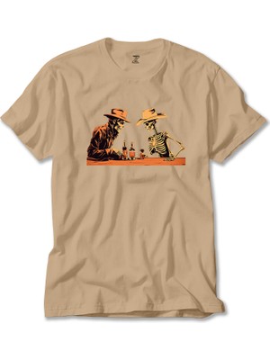 Skelton Cowboy Bar Krem Tişört Liyada
