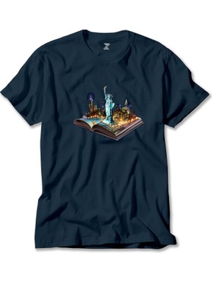 Usa View Book Lacivert Tişört Liyada