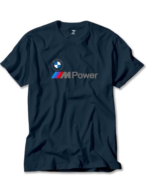 Bmw Logo M Power Yazı Lacivert Tişört Liyada