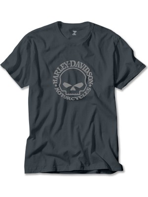 Harley Chopper Skull Logo Füme Tişört Liyada