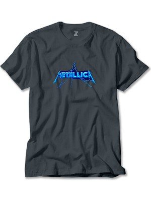 Metallica Logo Lightning Füme Tişört Liyada