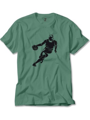 Basketball Hoop Siluet Yeşil Tişört Liyada