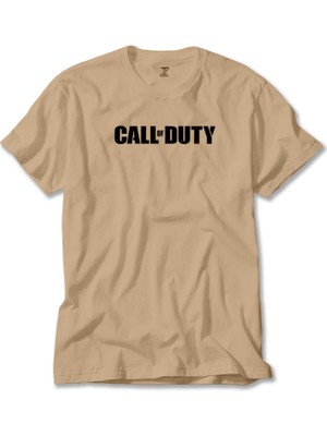 Call Of D. Black Text Krem Tişört Liyada