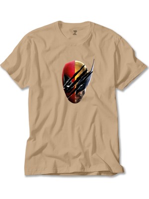 Deadpool Wolverine Siluet Krem Tişört Liyada