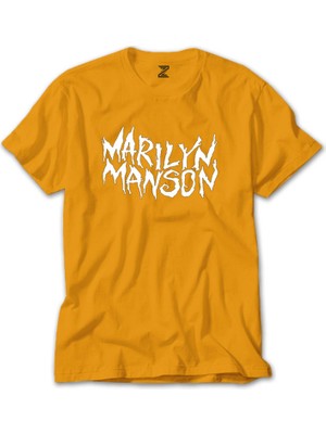 Marilyn Manson Iconic Text Sarı Tişört Liyada