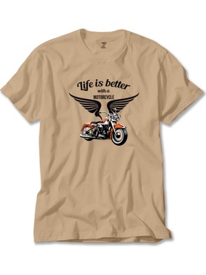 Vintage Harley Chopper Krem Tişört Liyada