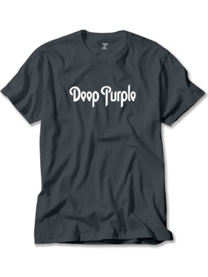 Deep Purple Text Füme Tişört Liyada