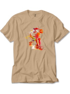 Red Basketball Between The Legs Krem Tişört Liyada