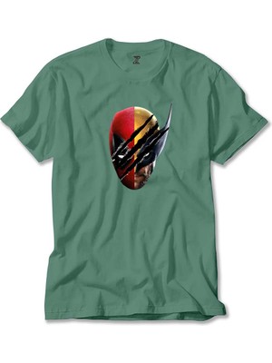 Deadpool Wolverine Siluet Yeşil Tişört Liyada