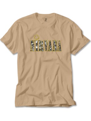 Nirvana Logo ve Yazı Krem Tişört Liyada