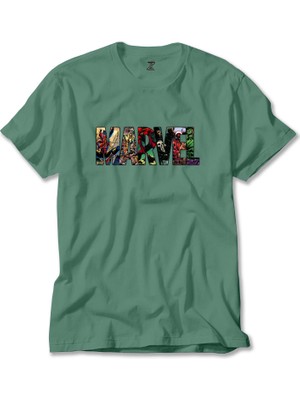 Marvel Heroes In Post 2 Yeşil Tişört Liyada
