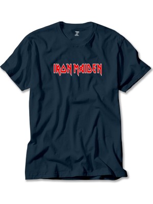 Iron Maiden Red Text Lacivert Tişört Liyada