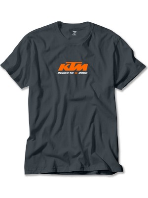 Ktm Ready To Race Text Füme Tişört Liyada