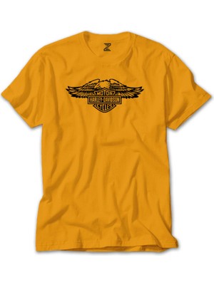 Harley Chopper Wings Eagle Silhouette Sarı Tişört Liyada