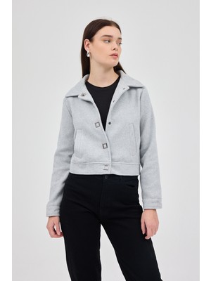 Rays Gri Kısa Astarlı Kaşe Kadın Ceket 3055A