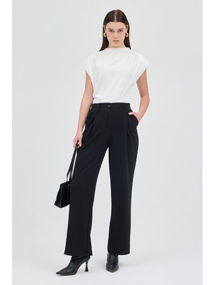 Rays Siyah Tek Düğmeli Pensli Kadın Pantolon 5011