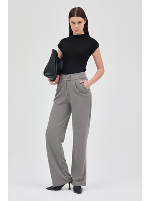 Rays Gri Çift Düğmeli Kadın Pantolon 5010