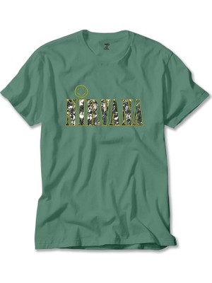 Nirvana Logo ve Yazı Yeşil Tişört Liyada