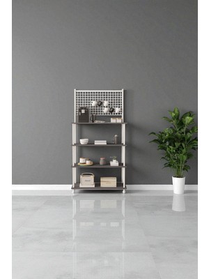 Mobitopya Çevir Kur Antrasit Bd, 4 Raflı Kahve Köşesi Dolabı, Mutfak Standı, Mutfak Düzenleyici 71*170*35 cm
