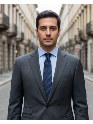 1001 Kravat Gece Mavisi Çizgili 7,5 cm Genişliğinde Ipek Kravat