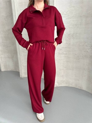 Bella Breeze Kadın Fermuarlı Polo Yaka Modal Kumaş Eşofman Takım