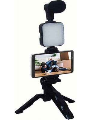 Teknodayım Telefon Tutucu Mikrofonlu Işıklı Youtuber Video Kayıt