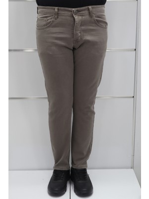 Hacker Fistan Store Erkek Koyu Bej Normal Bel Rahat Kesim Dar Paça Jean Pantolon